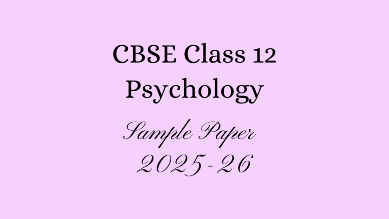 Class 12 Psychology Sample Paper 2026